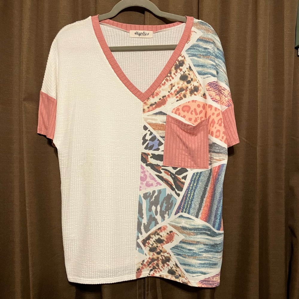 Haptics Mix Animal Print Top With Pocket
